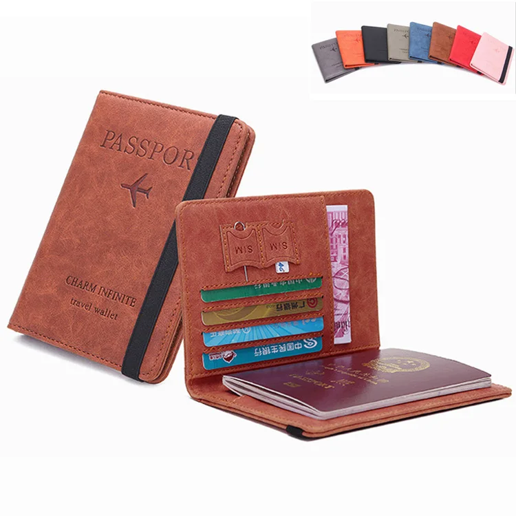 Custom Fashion Simplicity Multi function Card Set Passport Cover Lightweight Portable PU Leather Travel Passport Holder