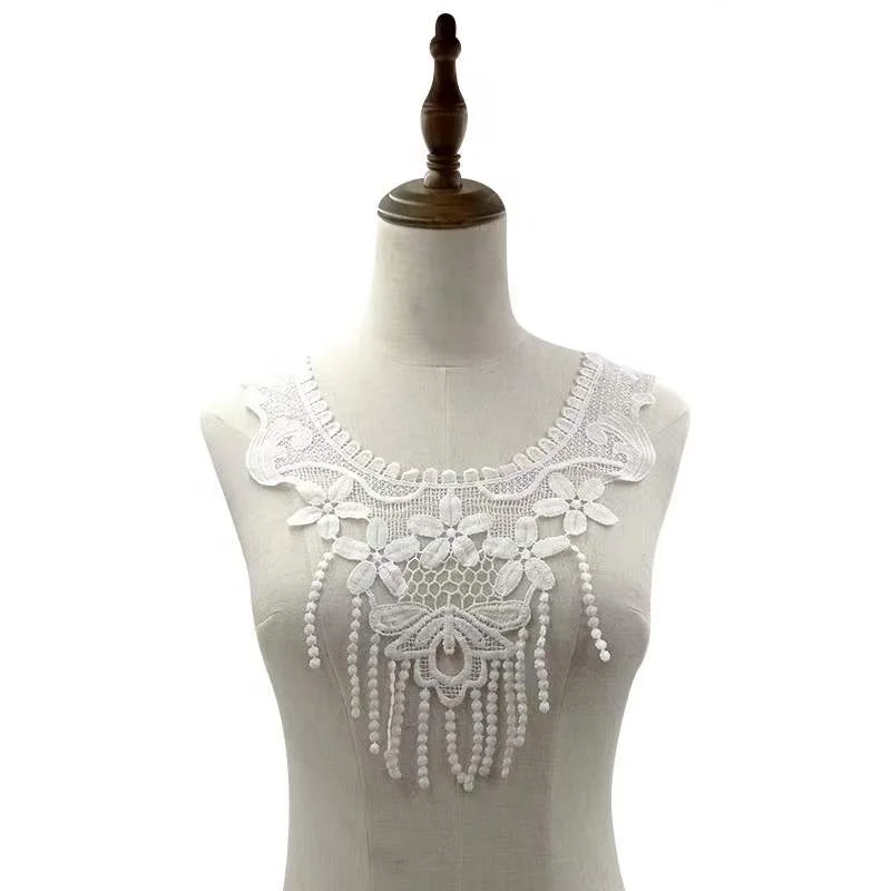 Factory wholesales fashion applique floral pattern crochet lace shoe necktrim for wedding dress