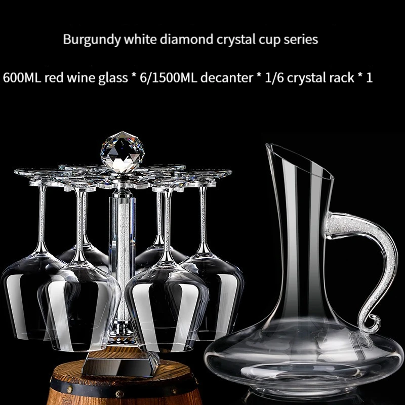 Wine Goblet Glass For Wholesales Goblet Wine Glass Luxury Diamond Wine Glass and rack set