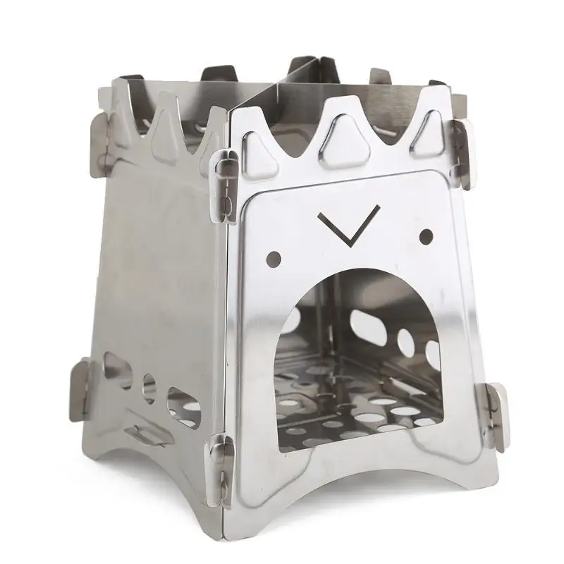 Rover Camel Portable Wood Burning Stove Outside Stainless Steel Backpacking Stove for Picnic BBQ