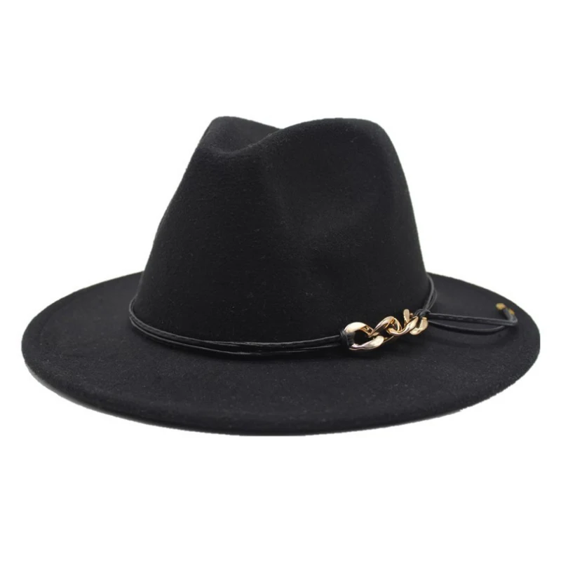 18 Colors High Quality Wholesale Fedora Hat For Men Different Color Wide Brim Fedora Hat For Women Belt Buckle Fedora Hat