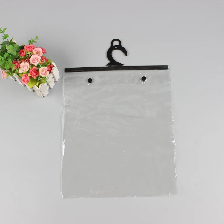Custom Print Clear Plastic Hook Clothing Bags Biodegradable Zip Lock Packaging Bag For Clothing