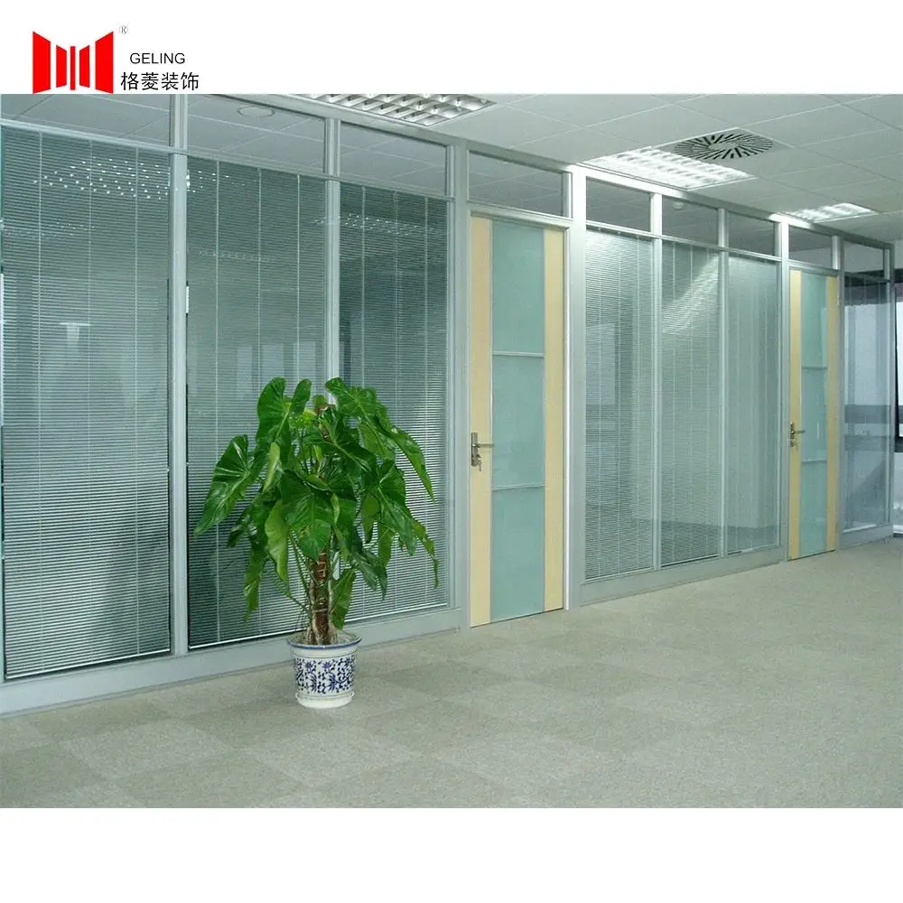80mm double clear tempered glass aluminum frame removable fixed partition wall cubicle