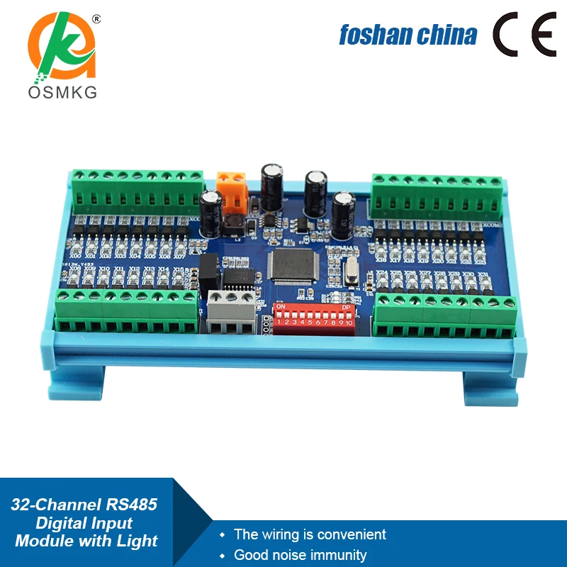 32-Channel RS485 Input Module Digital Data Acquisition 24VDC with Lights Modbus RTU Communication IO Board