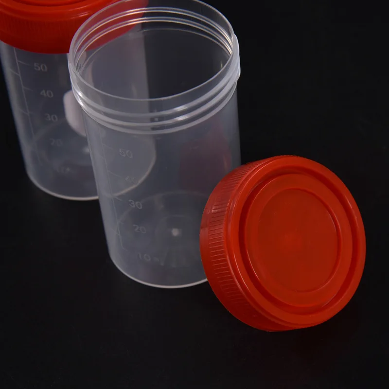 Disposable medical plastic sterile 60ml polypropylene urine specimen stool container with spoon