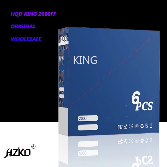 Оптовая продажа 2021хит Продаж Набор для вейпа Новинка HQD KING Быстрая доставка 100% оригинальный 2000f разные цвета в наличии пустой