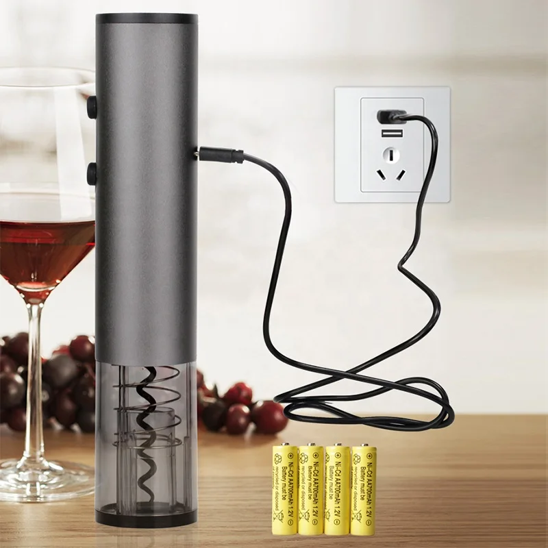 Aluminum Alloy USB Rechargeable Automatic Electric Wine Opener Corkscrew with Foil Cutter