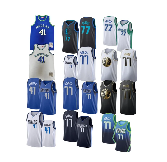 Wholesale Best Quality Embroidered Mavericks Uniforms Classic Dallas Doncic 77 Nowitzki 41 Mavericks Basketball Jersey