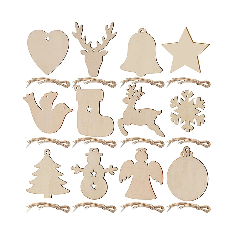 Laser cutting wooden pendant creative DIY Christmas wooden pendant painting wood chips can be customized in any style