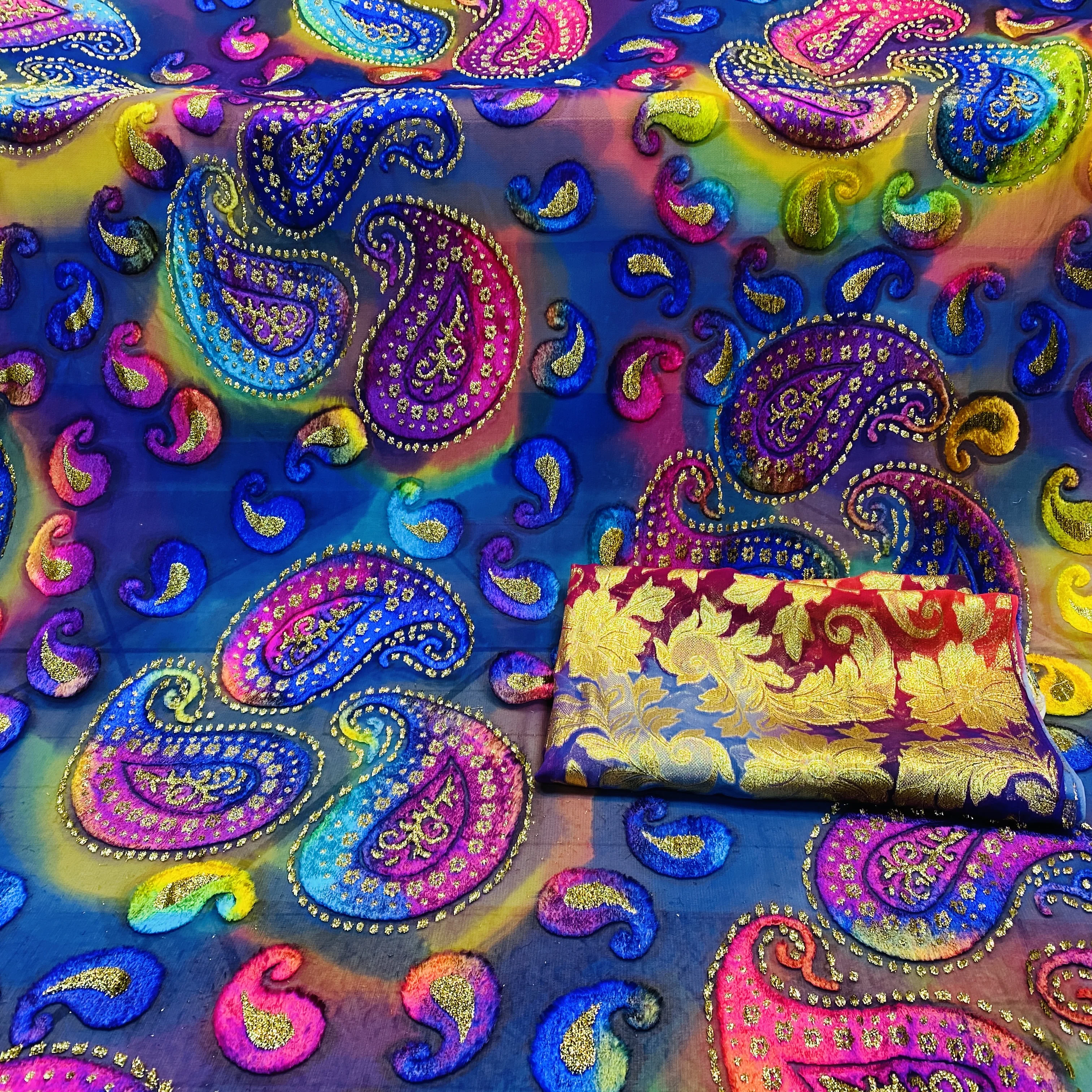 Fareastex Hot Sale Hand Made Design Silk Metallic Jacquard Velvet Fabric Multicolor For Somali Fransawi Dirac