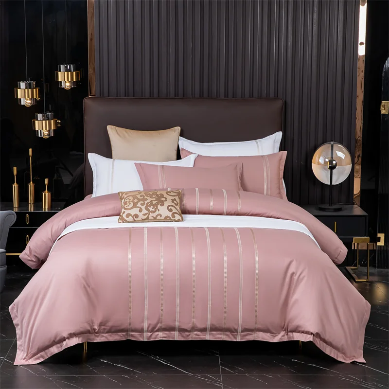 Brillmax Classic Original 40S Cotton Luxury Embroidery Bedding Sets Supet Soft Bedsheets All Season King Bed Sheets
