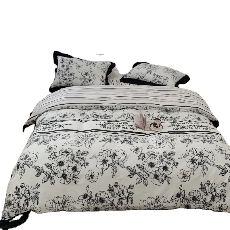 Hot selling factory outlet high quality korean style  elegant sheet bed set wash painting  bedding set