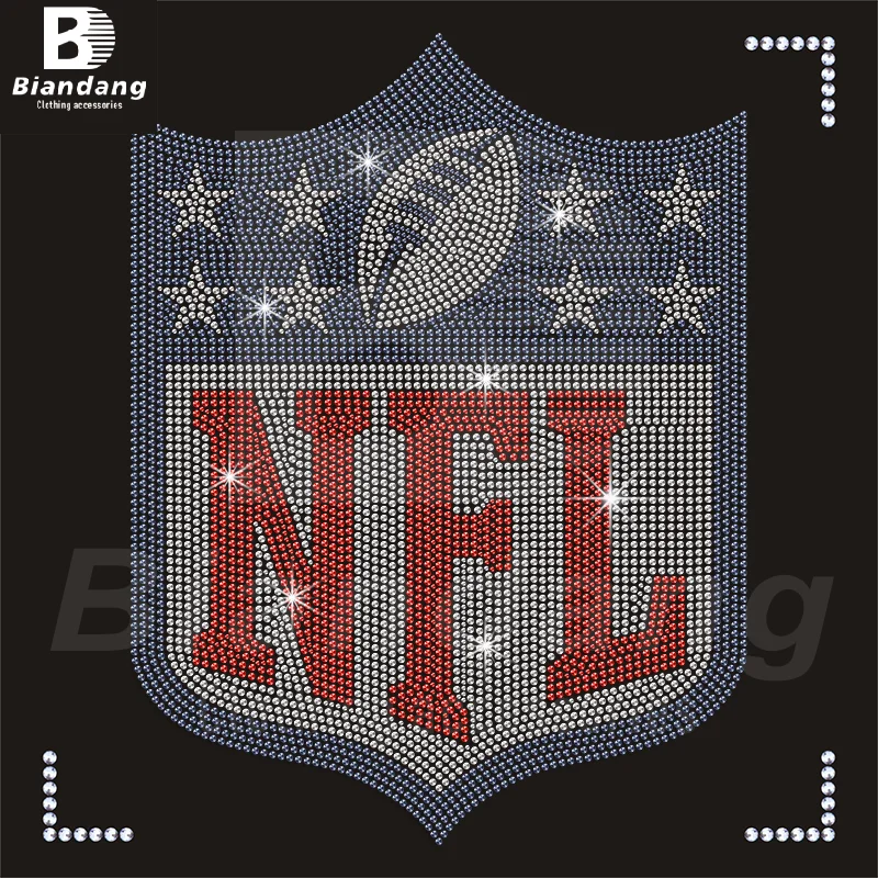Пользовательские Carolina Panthers стразы передачи NFL команда виниловый мотив Hotfix Спортивная логотип горный хрусталь передача для футболки