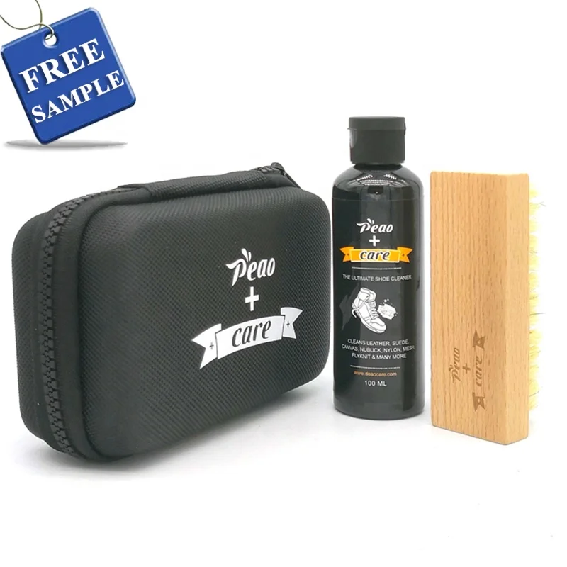 Deaocare New design Travel Pack Sneakers Boot Shoe Care Cleaner Case Kit Cleaning Liquid With Towel Hog Brush