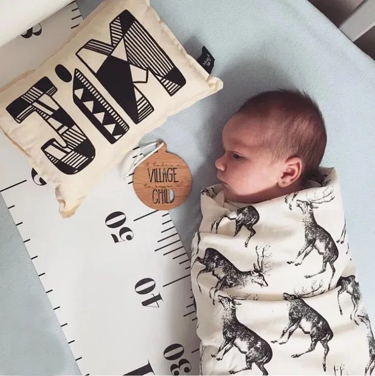 Wooden Canvas Wall Growth Charts Baby Hanging Decorative Chart Height Measure Ruler Removable Wall Sticker for Kids Child Room