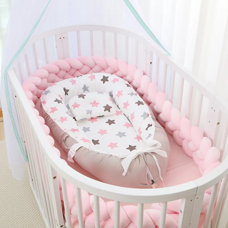 100% cotton luxury newborn baby lounger cot for babies sleep nest pillow for sale