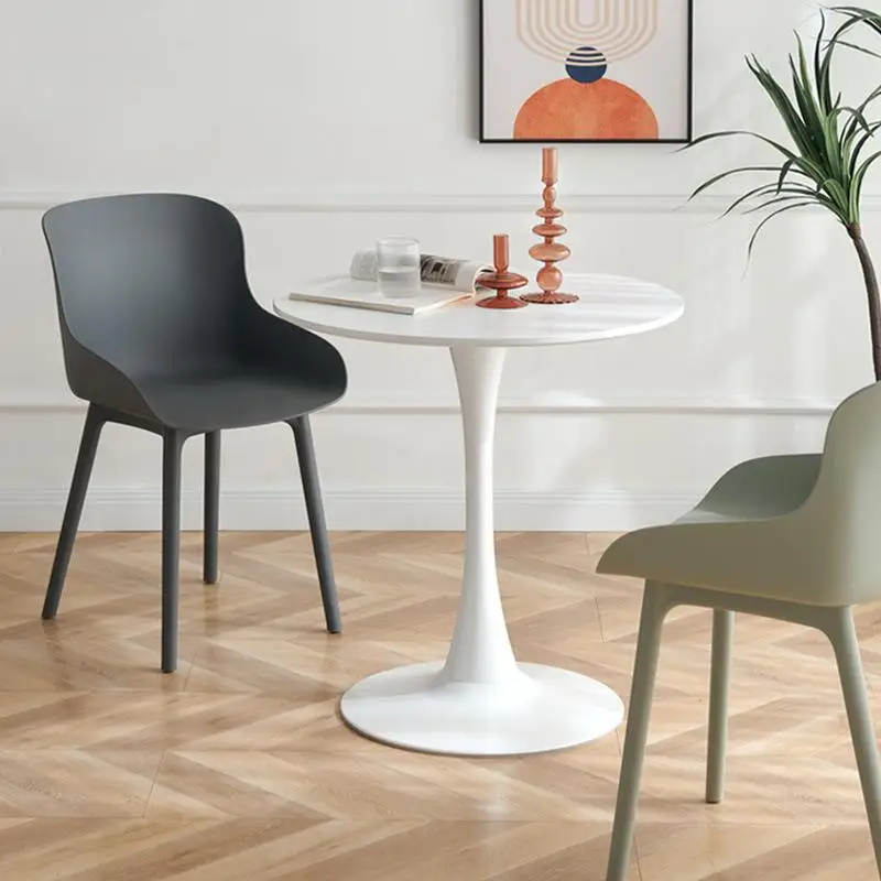 Free sample Nordic White coffee MDF tulip round dining room table