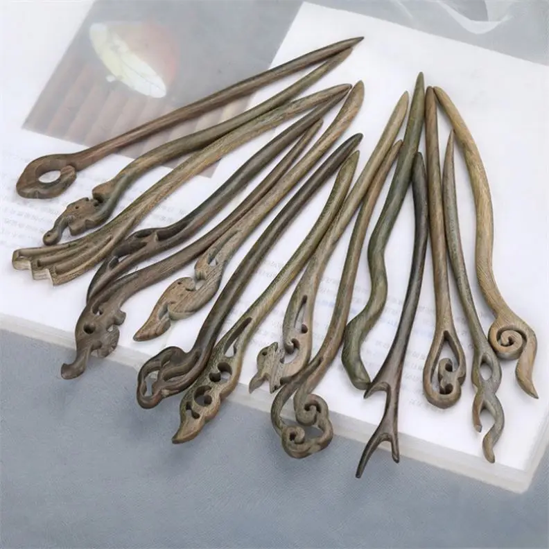 Ancient style wooden hairpin new Chinese style simple wooden hair clips green sandalwood hairpin good for body