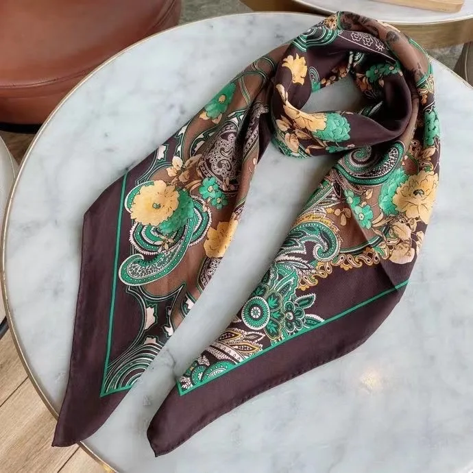 110x110 см большой квадратный шелковый шарф для волос, головной платок для сна, технология промывки песком, Шейная бандана