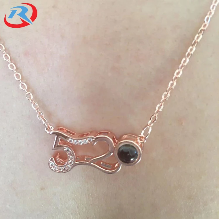 wholesale Rose Gold Silver 100 Languages I Love You Statement Necklace Love Memory Pendant  Necklace