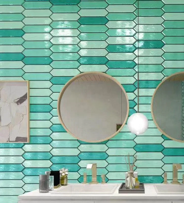 New design Long hexagon mosaic with green Mosaic tiles For Bathroom Kitchen