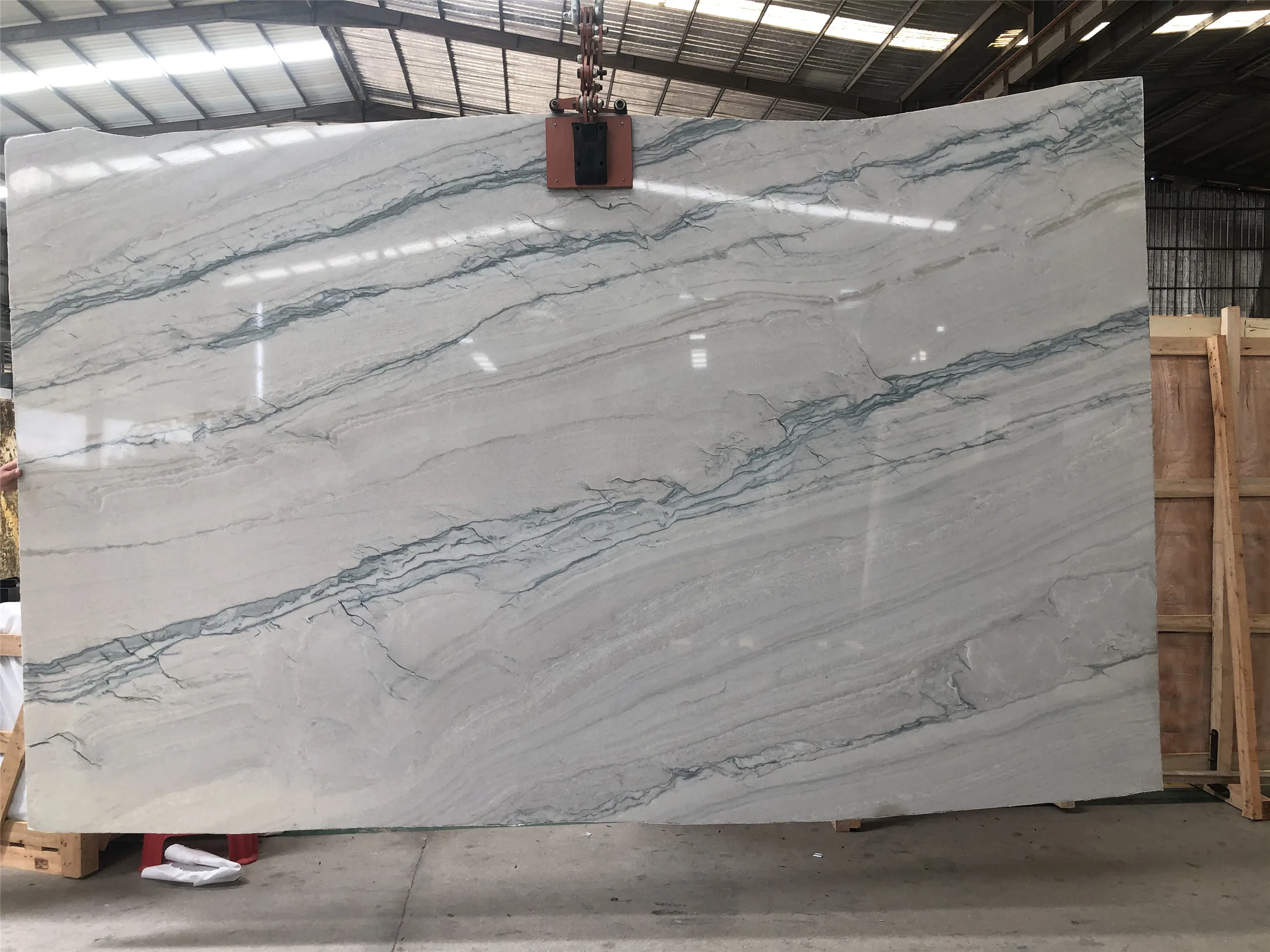 Luxury natural river white quartzite slab for kitchen countertop