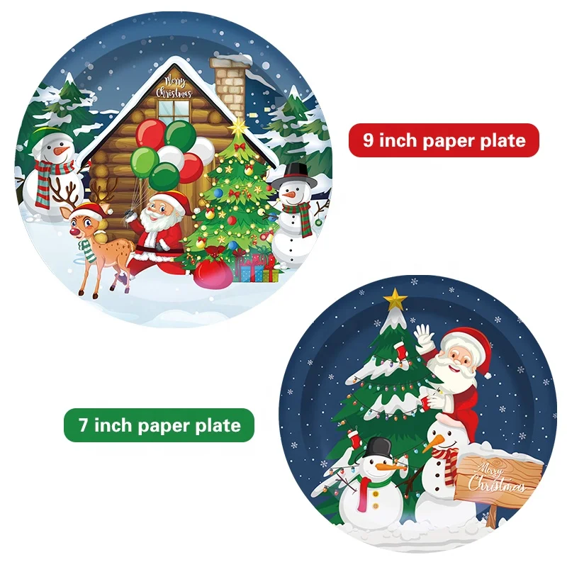 New design red and green color Merry Christmas theme party tableware