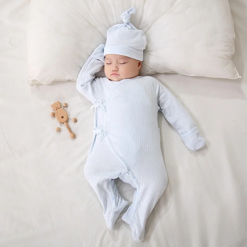 Wholesale custom kimono style baby 2-pack cotton footed sleep and play rompers baby sleep romper