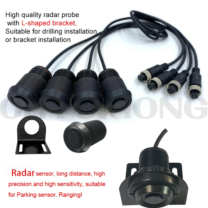 Truck Bus Vehicle Front&Rear 8PCS Ultrasonic Detect Blind Area Obstacle Parking Sensor with Reverse Camera 7inch 2CH DVR Monitor
