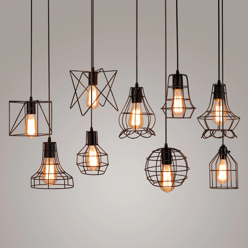 Iron Material Retro Pendant Lights E27 Base Loft Ceiling Light Modern Office Indoor Lighting Industrial Hanging Lamps Chandelier