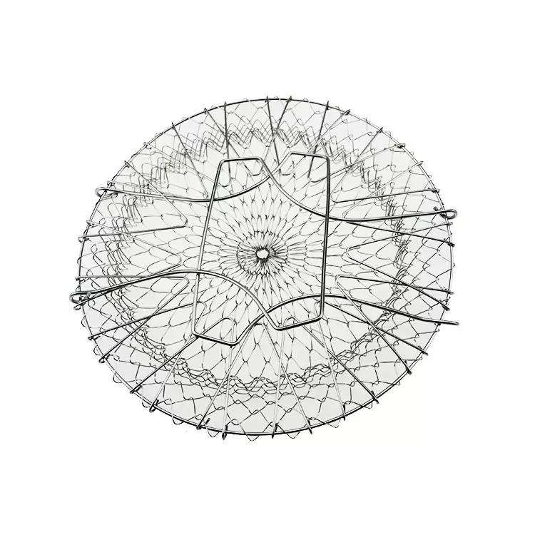 201/304 stainless steel expandable folding wire mesh frying basket ,  multifunctional chef drain basket