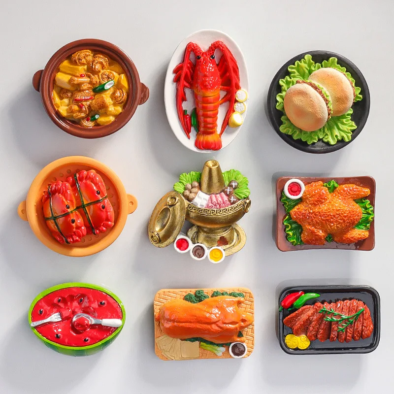 Simulation creative special food Chinese food play refrigerator sticker snacks food finished 3D three-dimensional resin magnetic