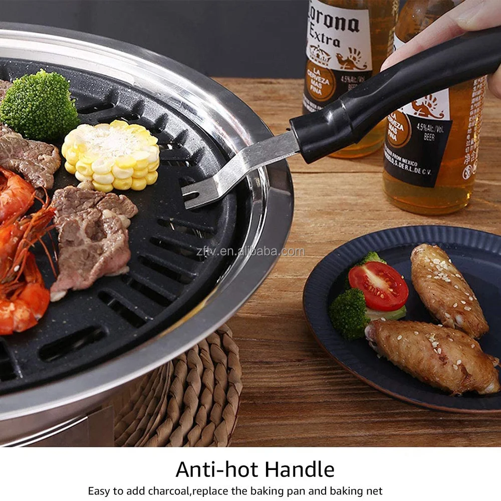 Wholesale 100% Original Korean Charcoal BBQ Grill Restaurant Baking Kitchen Ovens Stove Table barbecue Indoor BBQ Grill (L size)