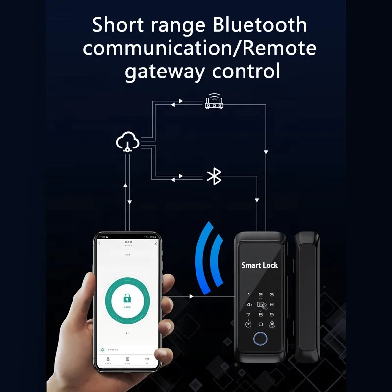 YOUHE C2 Glass Door Fingerprint APP Lock Stainless Steel Double Hook Automatic Smart Door Lock