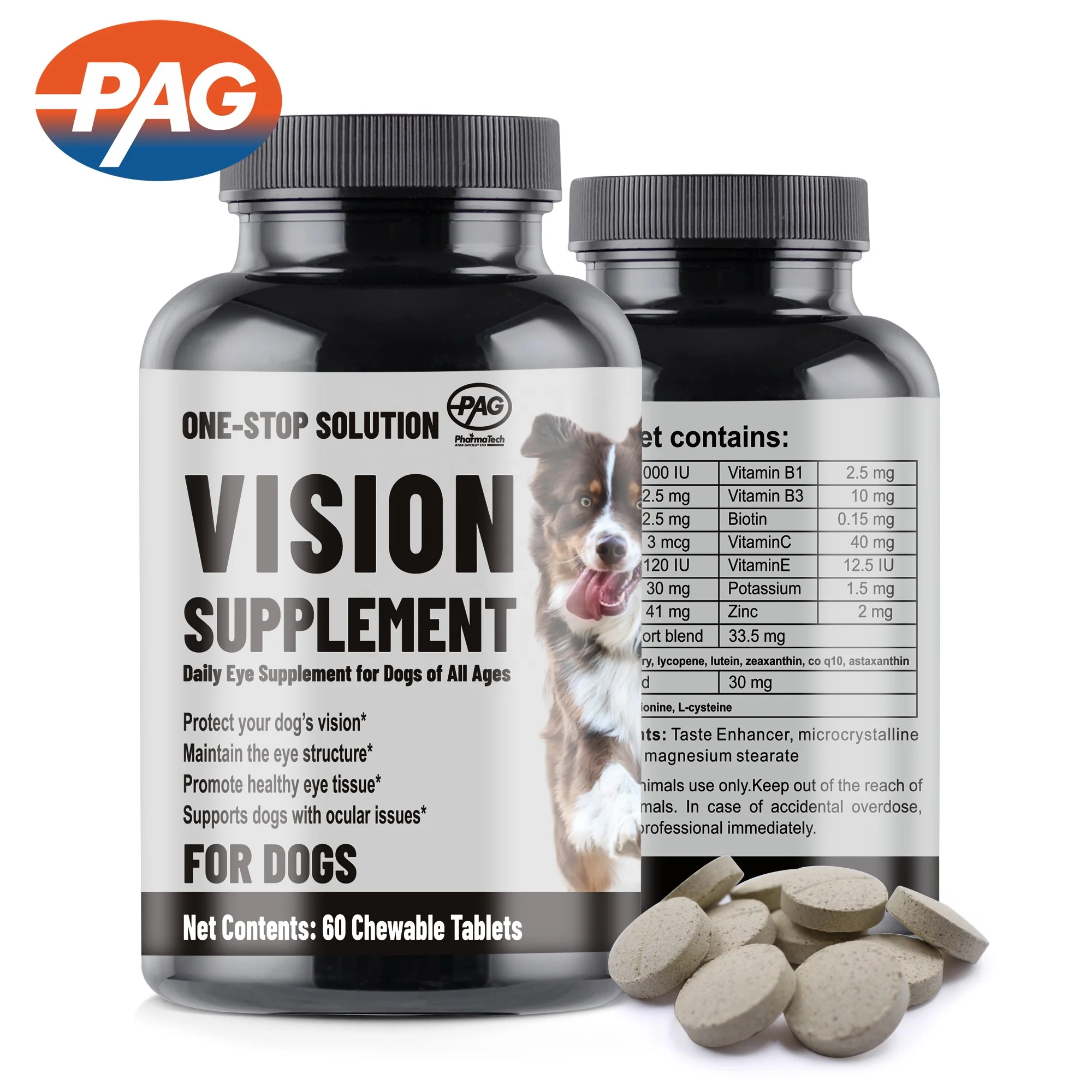 Pet Health Care & Supplements Vitamin Daily Vision Supplement With Lutein Coq10 Eye Problems Chew Tablet Dogs Supplement