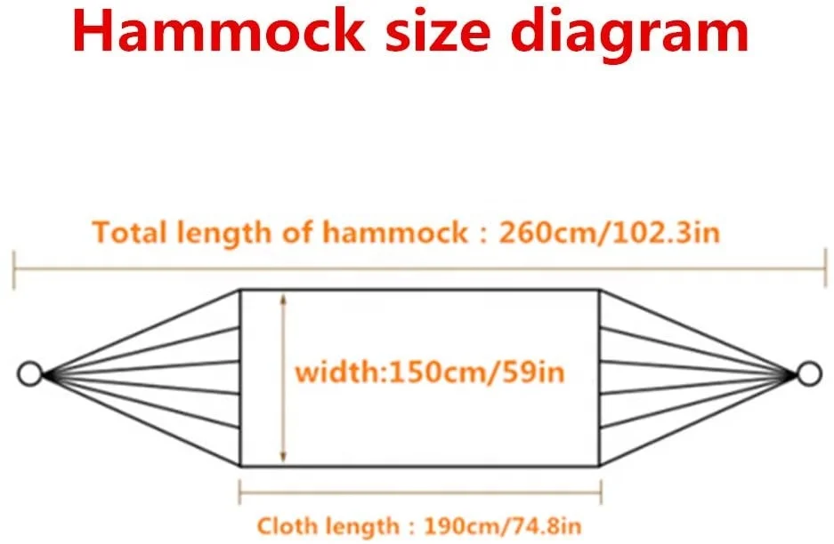 Outdoor Brazilian Double Hammock Canvas Cotton Travel Hammocks Beach Swing Bed with Hardwood Spreader Bar Suspended Tree Hammock