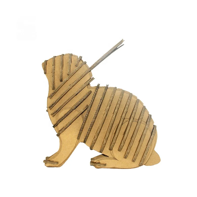 Custom Plain Brown Strong Recycled Corrugated Cardboard 3D Puzzle Animal
