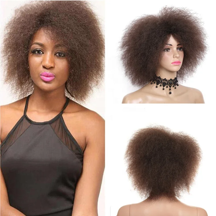 Natural Black 99J Color Synthetic Hair Short  kinky Curly Afro Wig For Women Synthetic Cosplay Wig