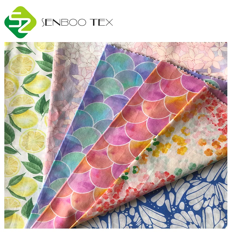 Custom digital print organic cotton voile fabric 90*88 density prints certified by