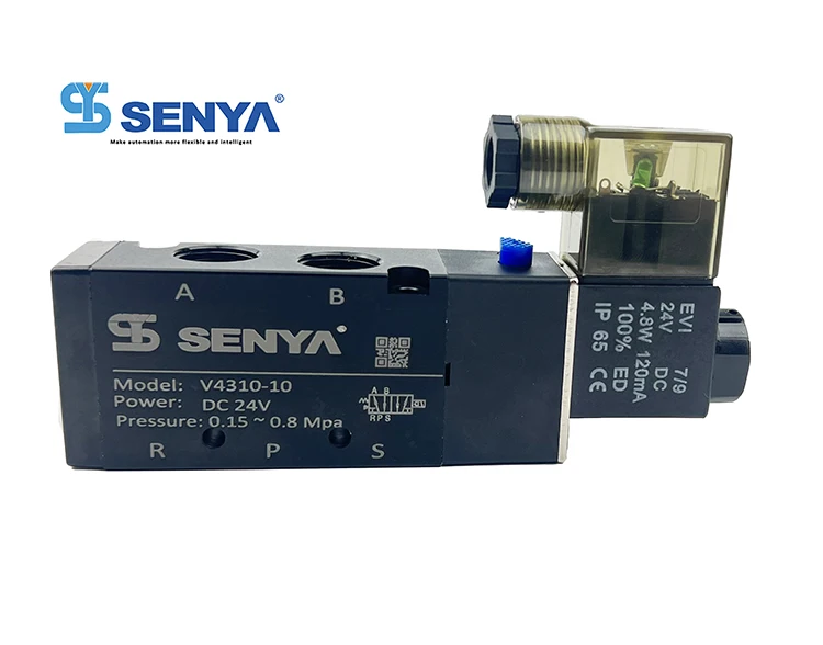 SENYA 4V110 Pilot Operated Single Coil 5/2 Pneumatic Air Solenoid Valve 12V 110V 220V DC24V 5/2 Way Solenoid Valve