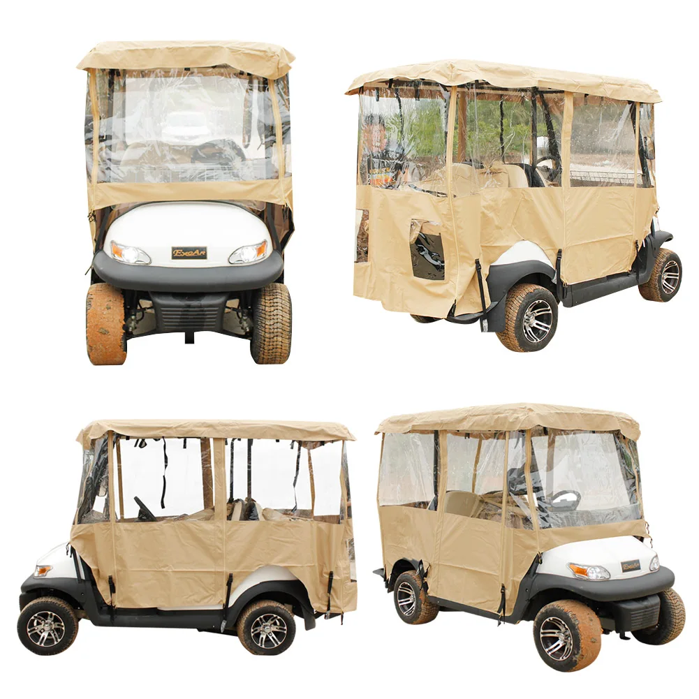 Heavy Duty 4 Person Golf Cart Cover With  PVC  Storage Driving Enclosure Fit EZ Go, Club Car,  Cart
