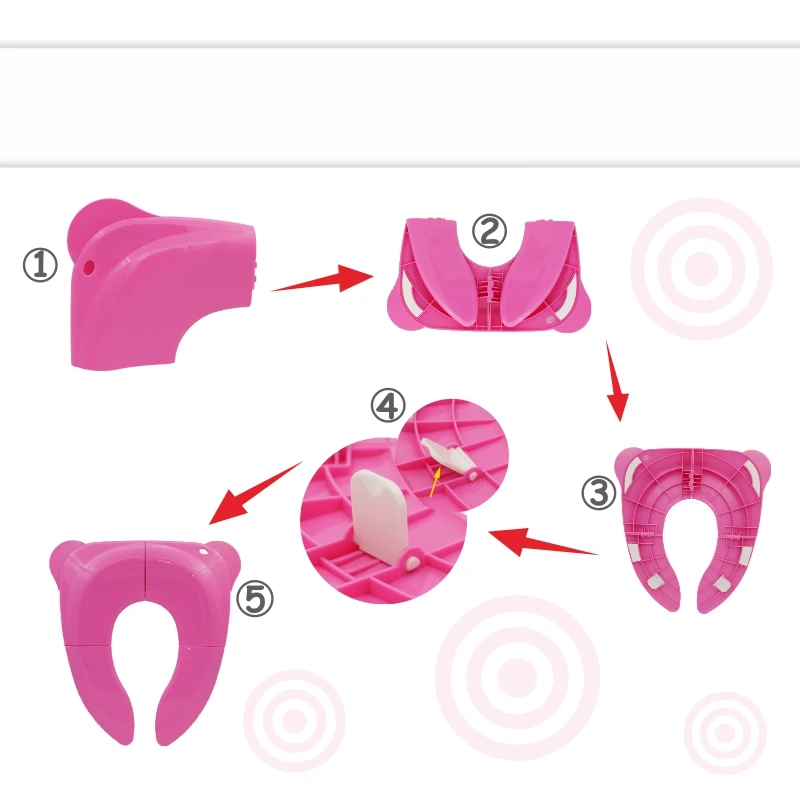 Portable and Foldable Travel Potty Training Seat Cover Set for Children Washable Toilet Training Seat Set