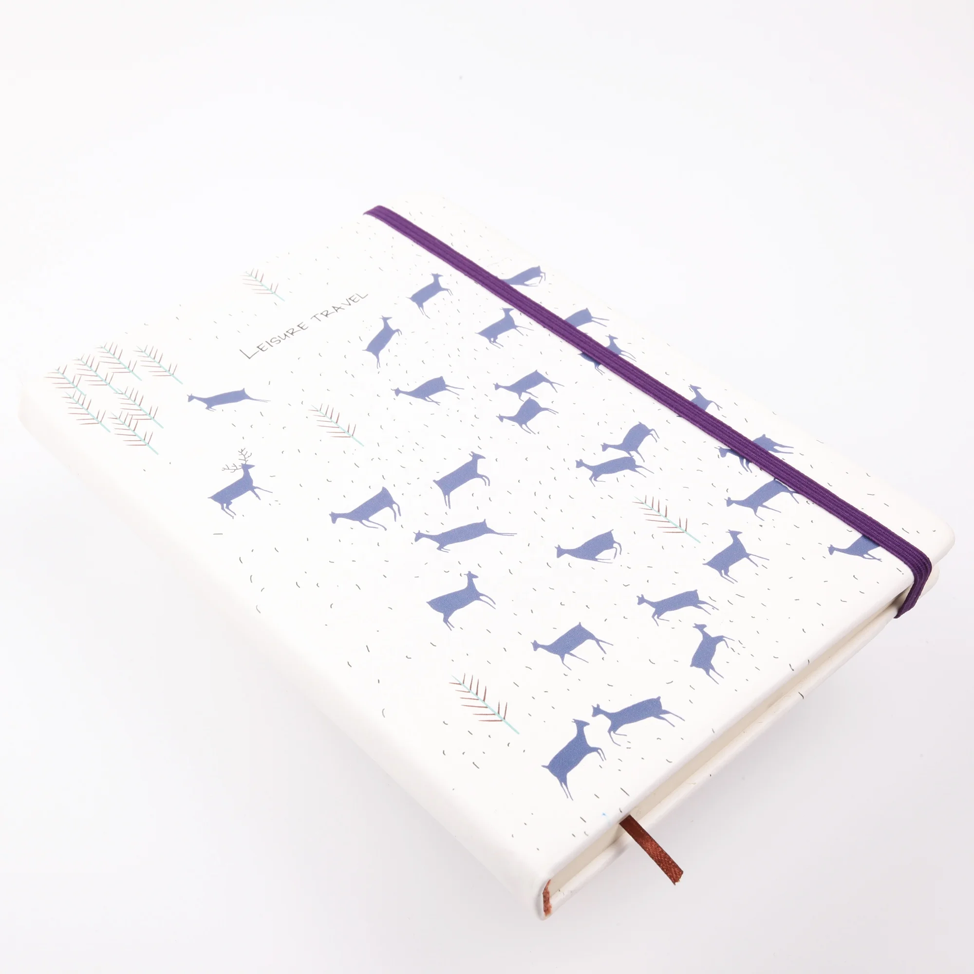 pu leather uv printing design hardcover notebook with elastic band lined pages wholesale writing journal