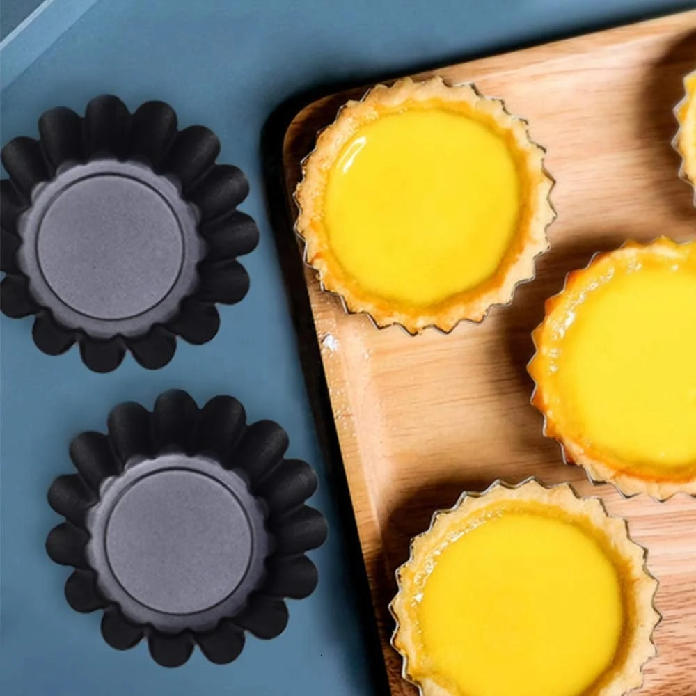 
Carbon Steel Mini Round Tart Pans Cupcake Cake Cookie Pudding Lined Mould Tin Baking Tool egg tart mold cake mold Mini Egg Tart Pans