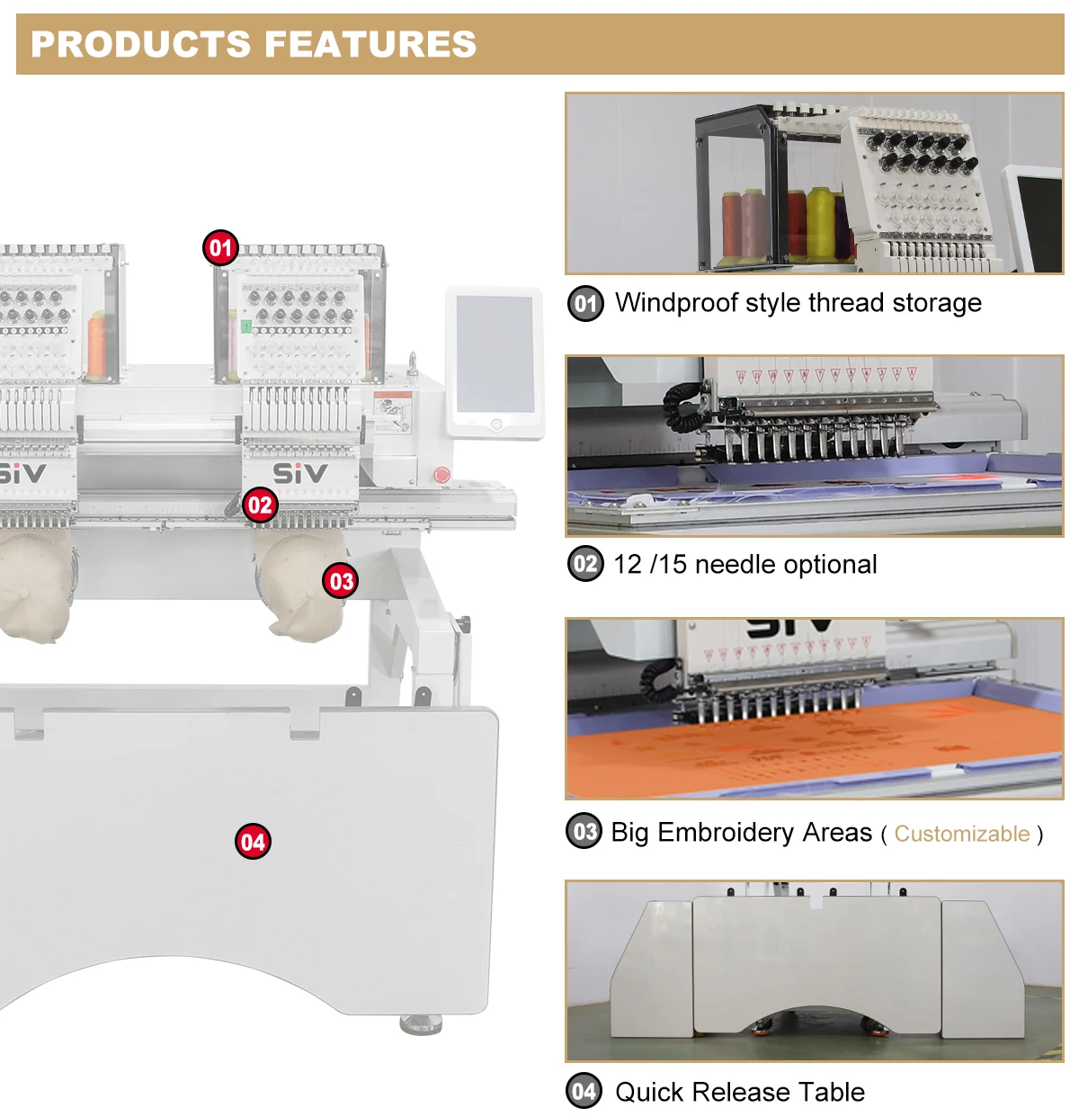 Digital Computer Embroidery Machine High Speed Flat Embroidery Machine Two Heads Flat Embroidery Sewing Machine