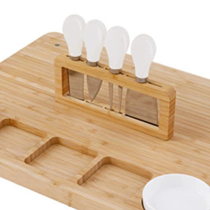 Household kitchen bamboo chopping board Restaurant cutting vegetables bamboo and wood rectangular fruit cutting board with knife