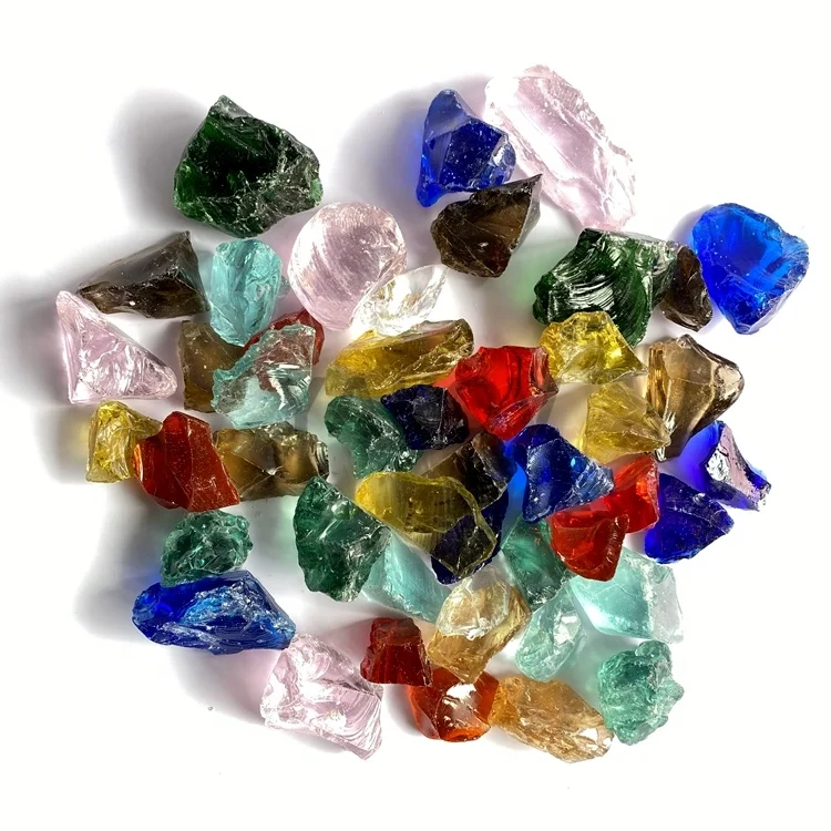 home decoration garden landscaping natural multi colored broken glass rocks