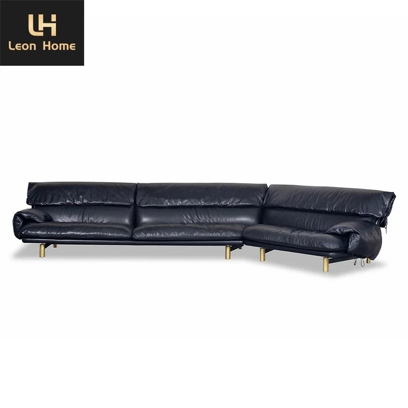 Italy Modern Sectional Sofa Baxter Jo Modular Sofa Set Black Leather Couch  Leisure Sofa