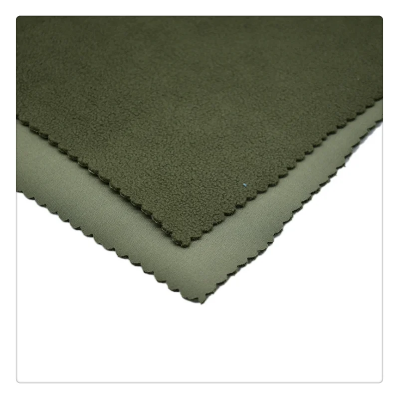 
 polyester waterproof 4 way stretch fabric bonded with TPU film back polar fleece fabric for softshell  
