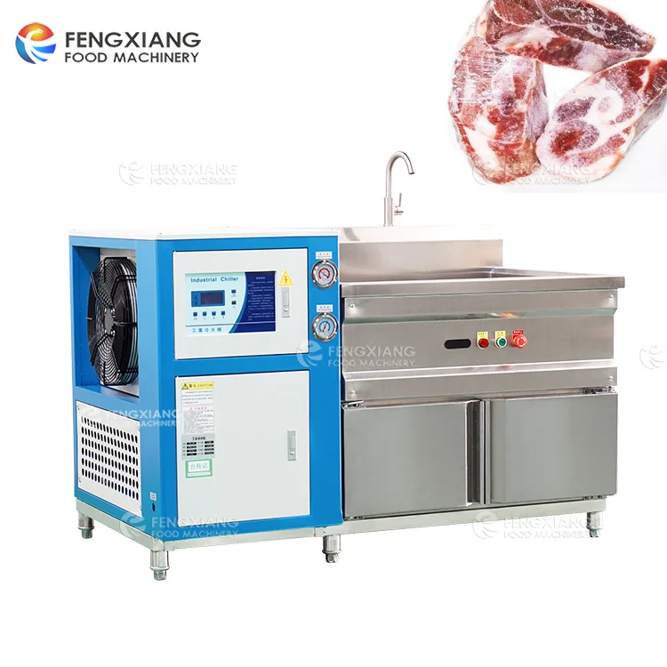 Refrigeration Vegetable Seafood Meat Bubble Washing Thawing Machine With Cooling Water